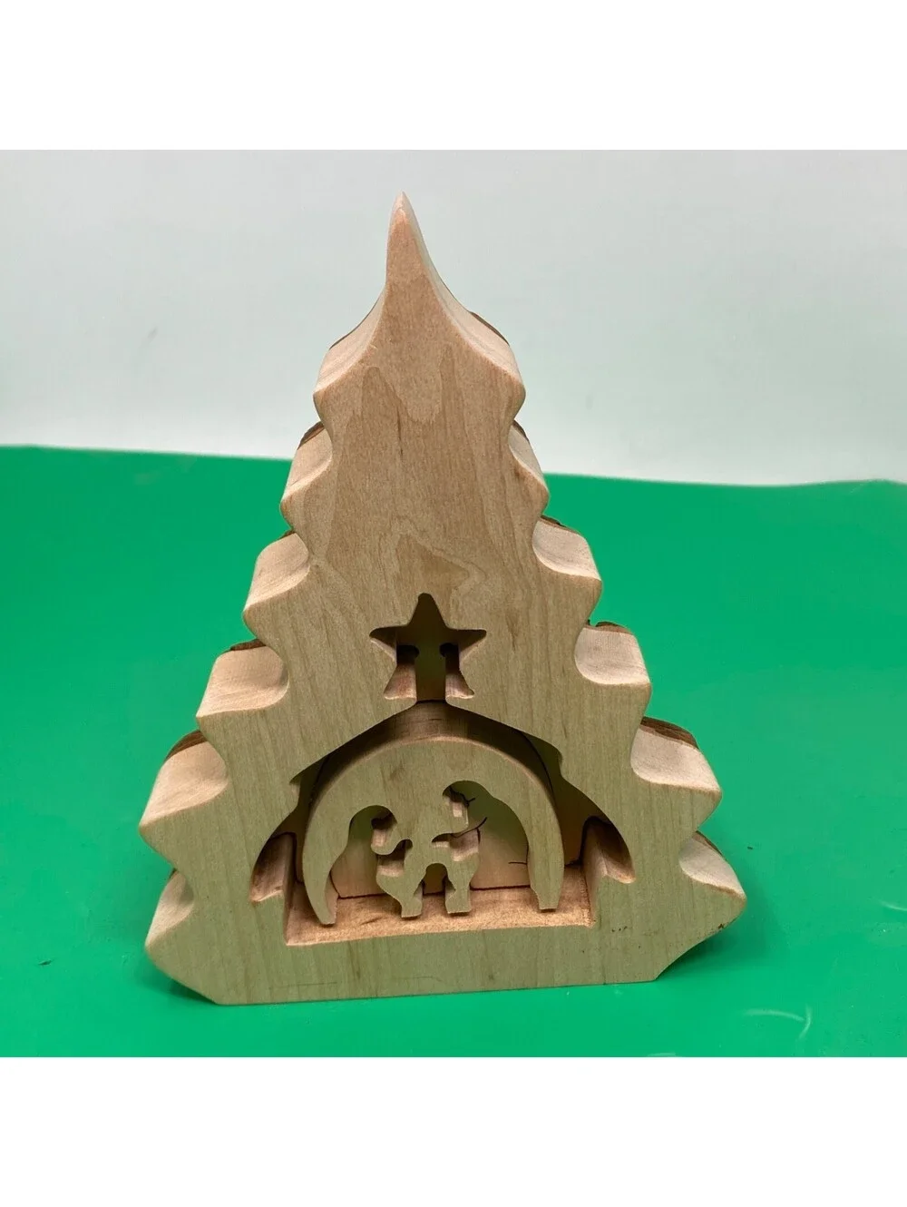 Nativity Scene Table Ornament, Wood Nativity Set, Jesus, Mary, and Joseph